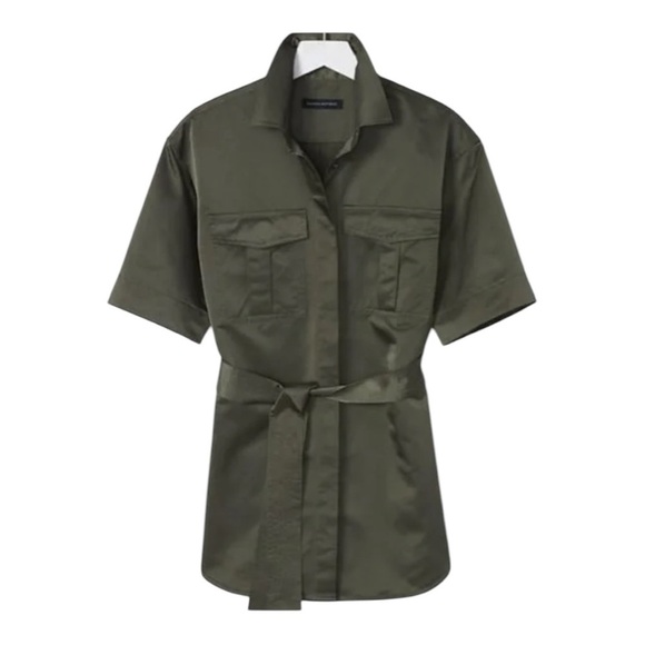 Banana Republic Safari Utility Belted Shirt Jacket Olive Green M NWOT Military - Picture 6 of 16